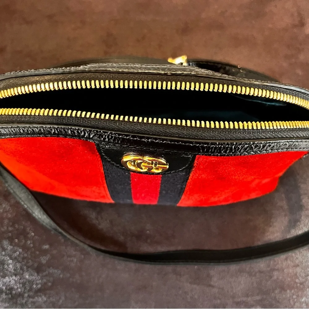 Gucci Vintage Red Suede β Small Ophidia Dome Crossbody Bag - Picture 13 of 17